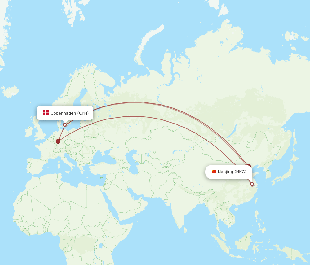 NKG-CPH flight routes