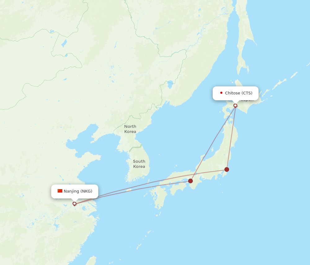 NKG-CTS flight routes