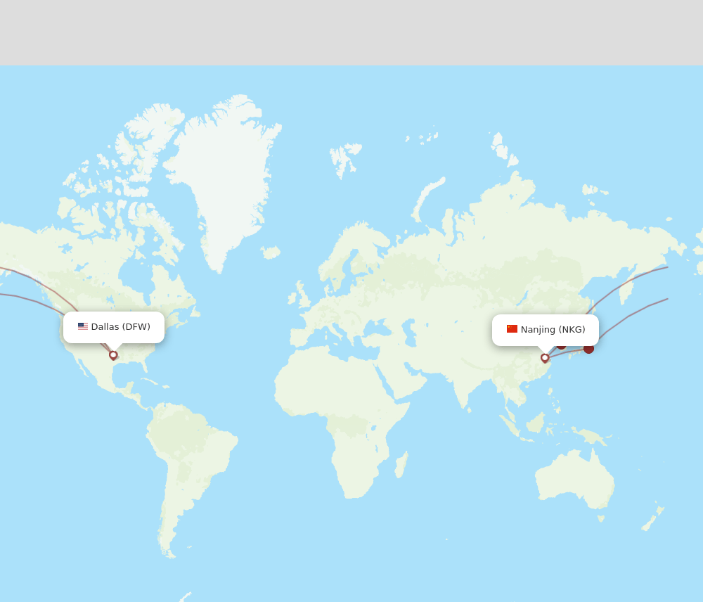NKG-DFW flight routes