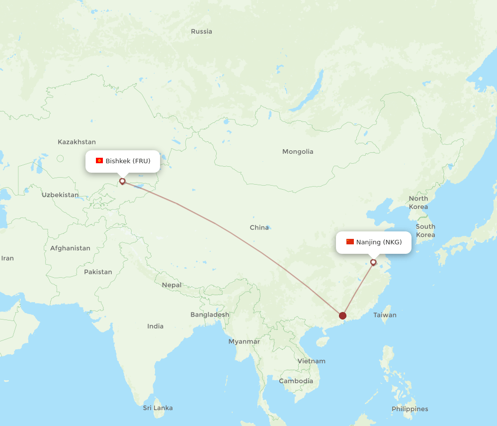 NKG-FRU flight routes