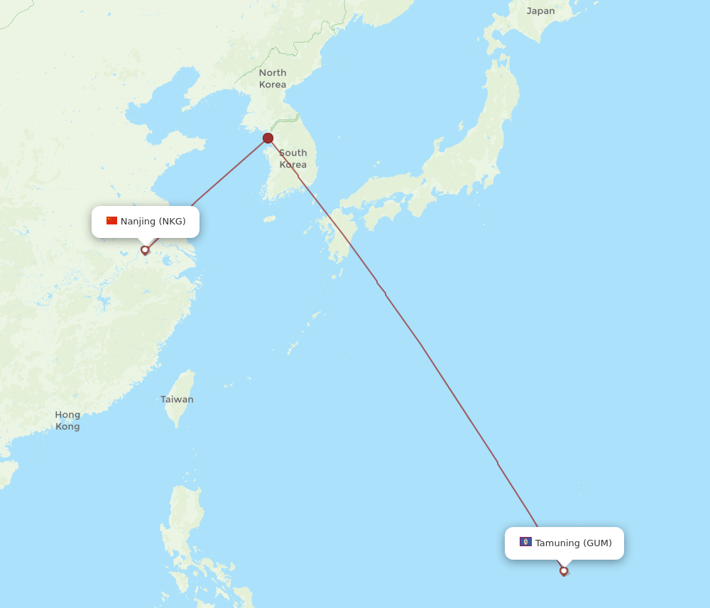 NKG-GUM flight routes