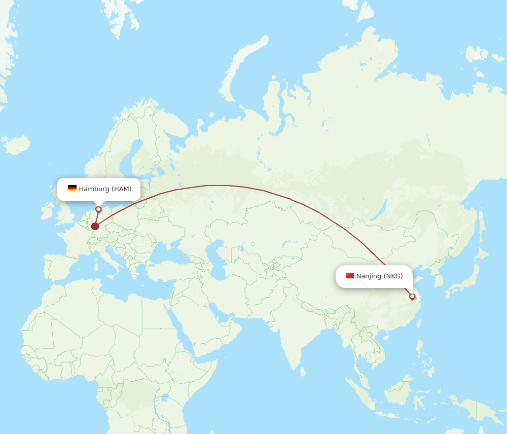 NKG-HAM flight routes