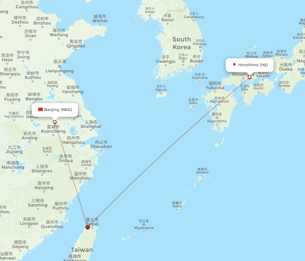 NKG-HIJ flight routes
