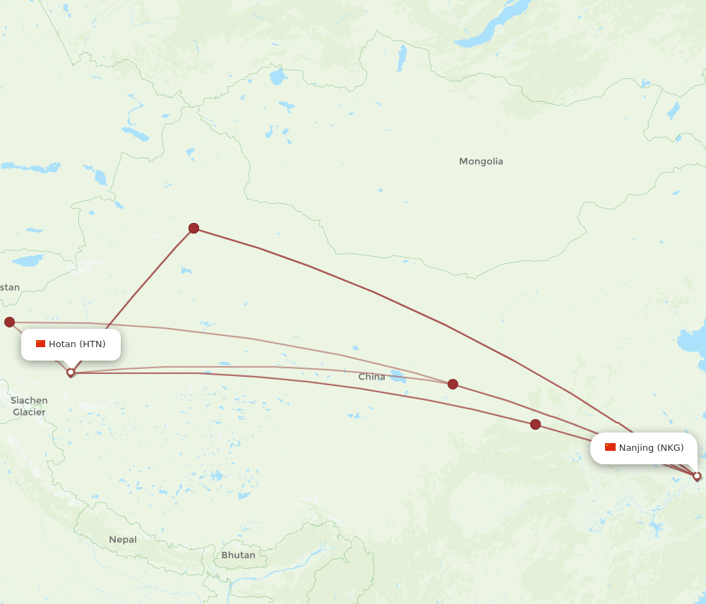 NKG-HTN flight routes
