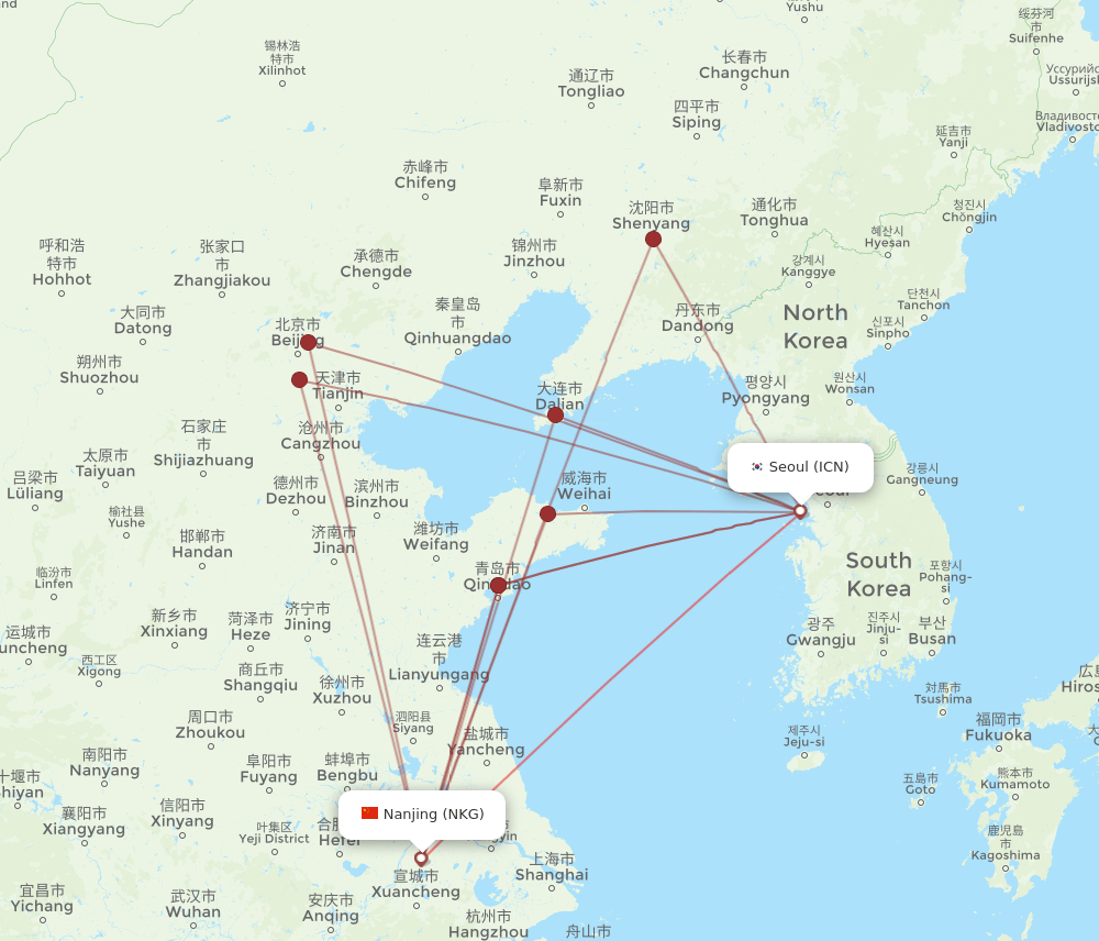 NKG-ICN flight routes