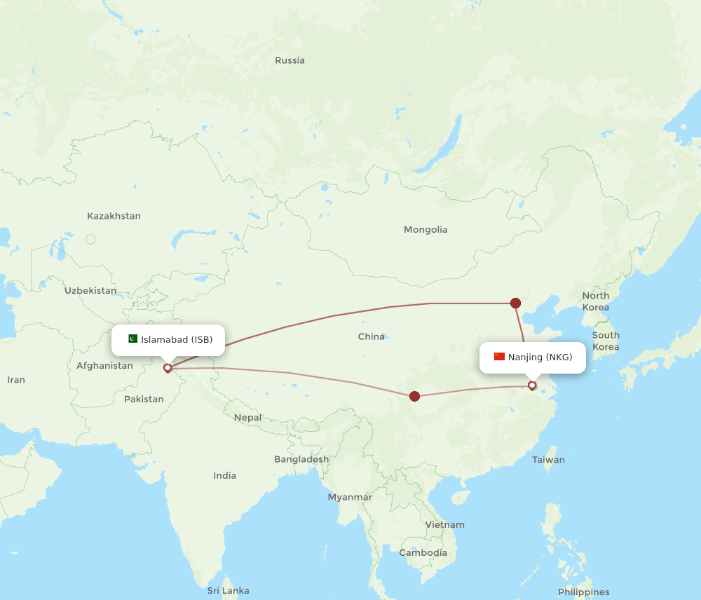 NKG-ISB flight routes