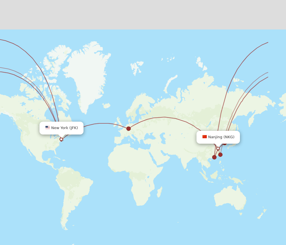 NKG-JFK flight routes