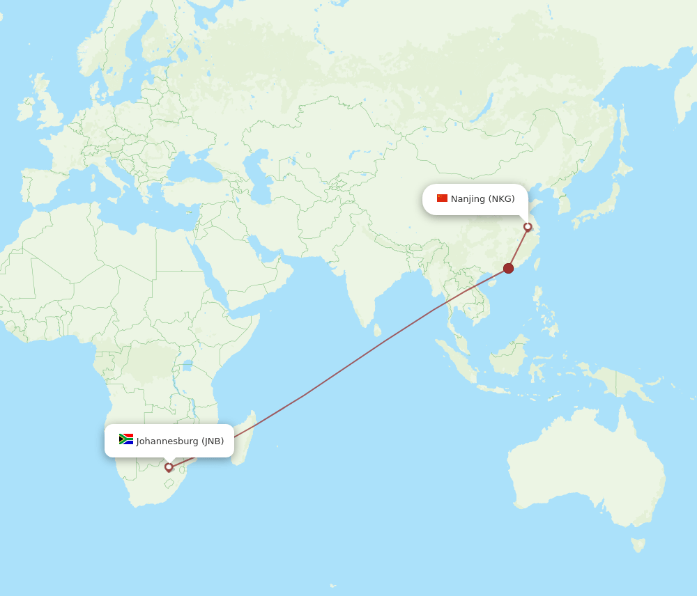 NKG-JNB flight routes
