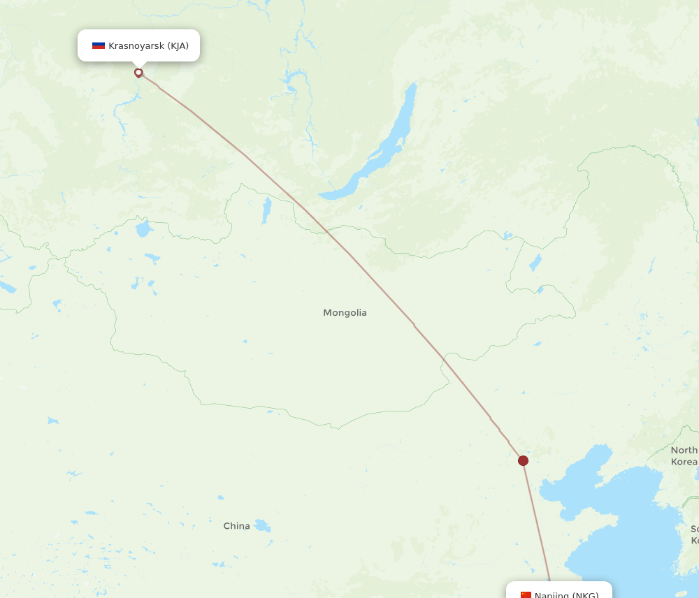 NKG-KJA flight routes