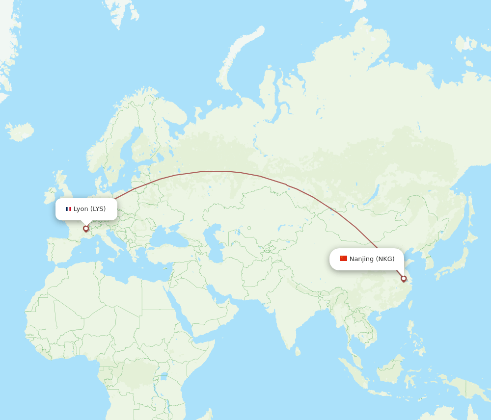 NKG-LYS flight routes