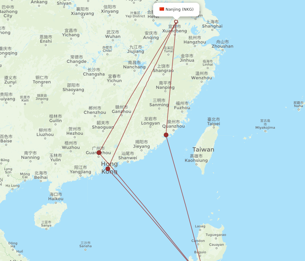 NKG to MNL flights and routes map