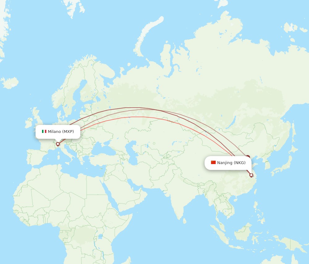 NKG to MXP flights and routes map
