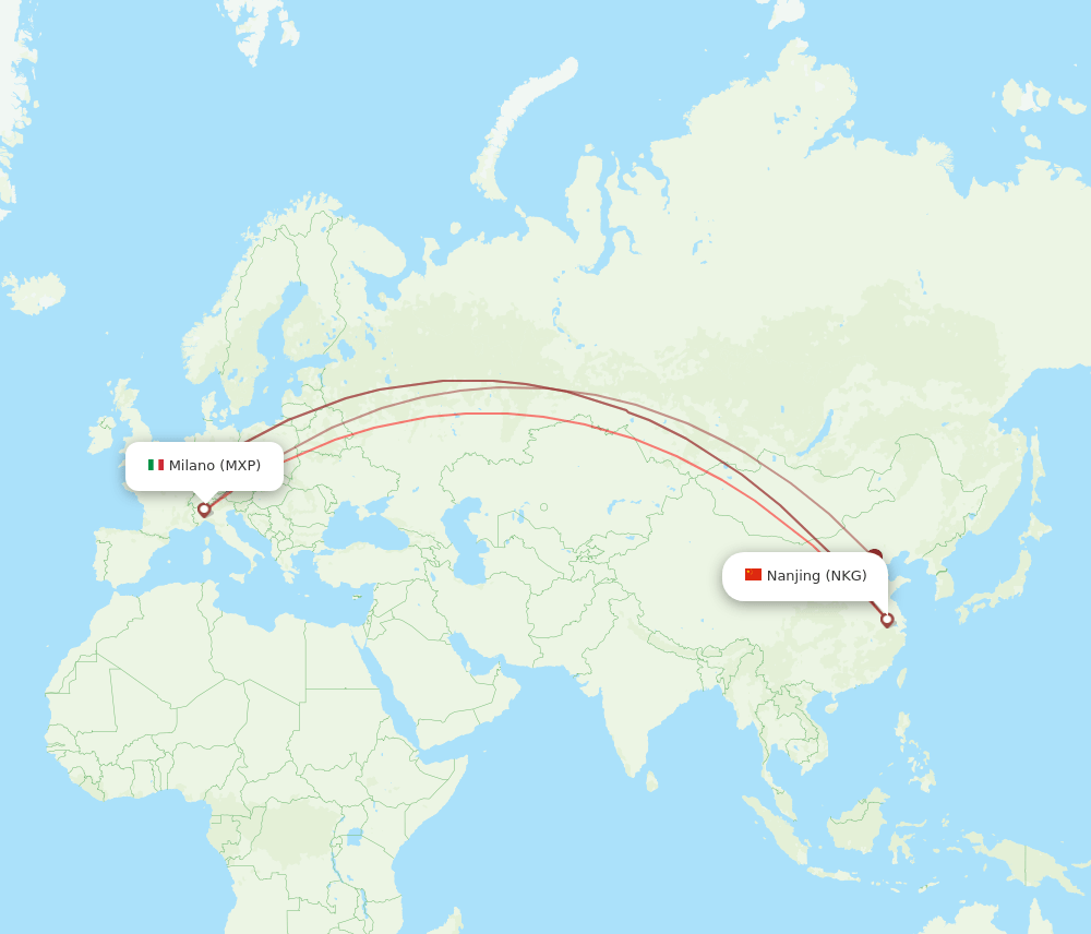 NKG-MXP flight routes