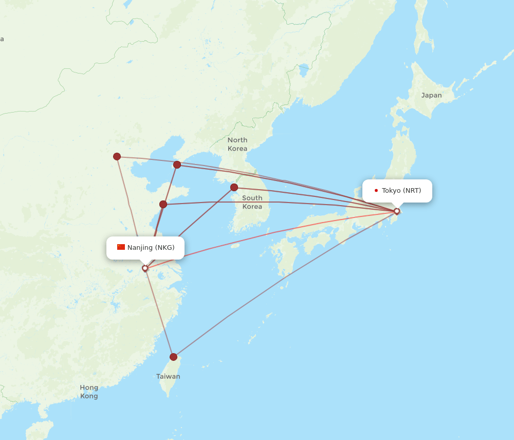 NKG-NRT flight routes
