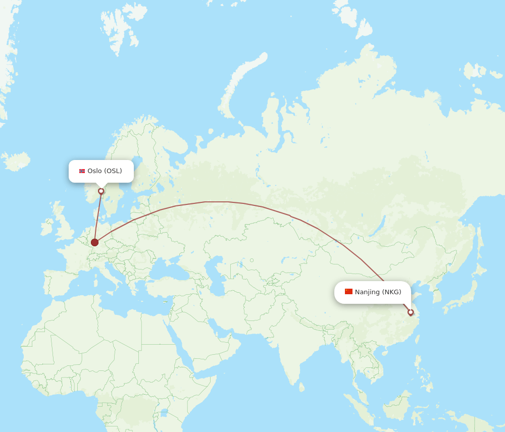 NKG-OSL flight routes