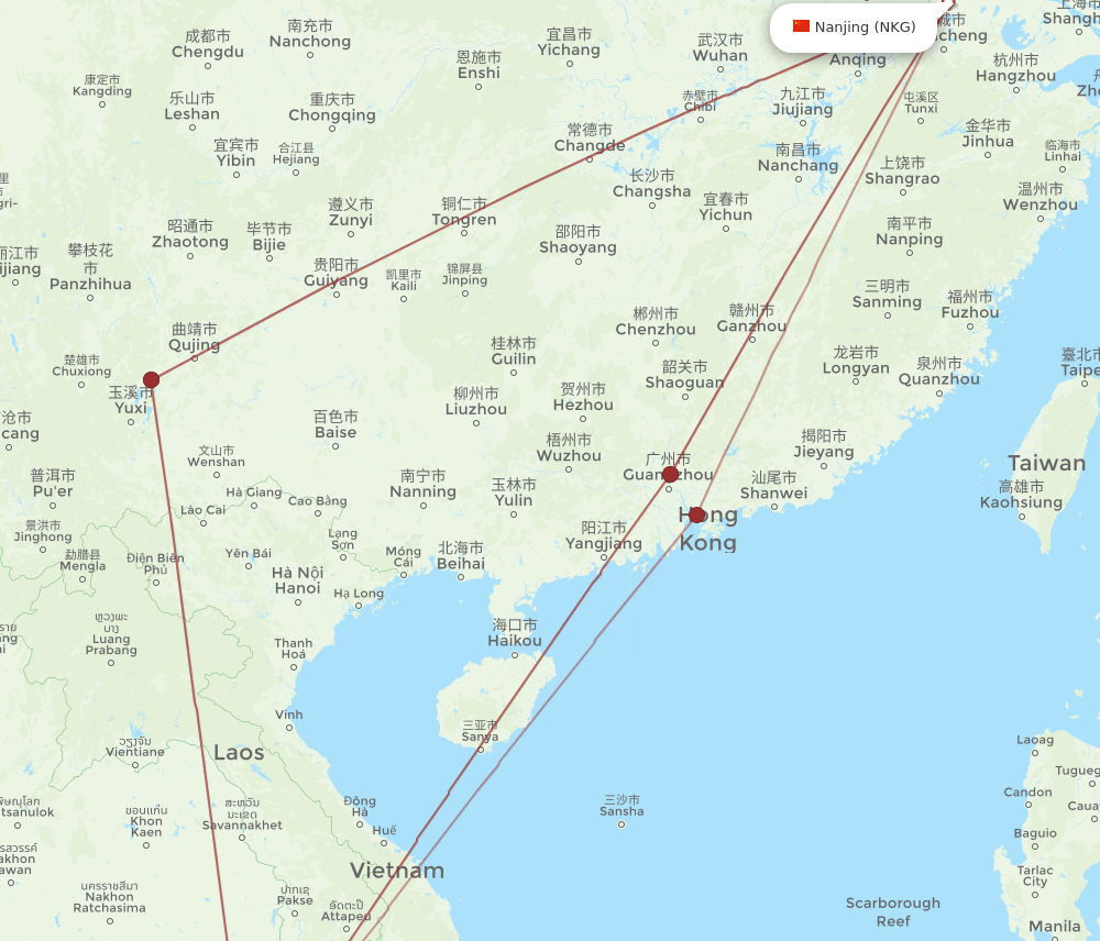 NKG-PNH flight routes