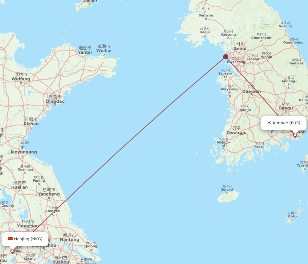 NKG-PUS flight routes
