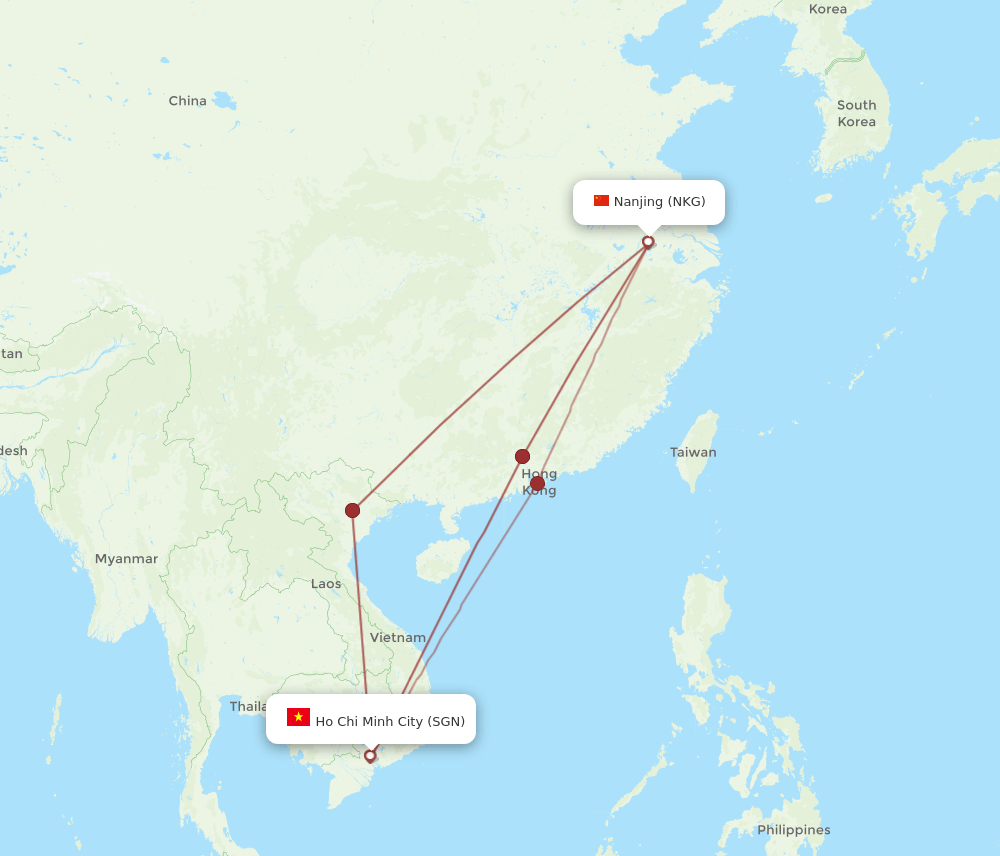 NKG-SGN flight routes
