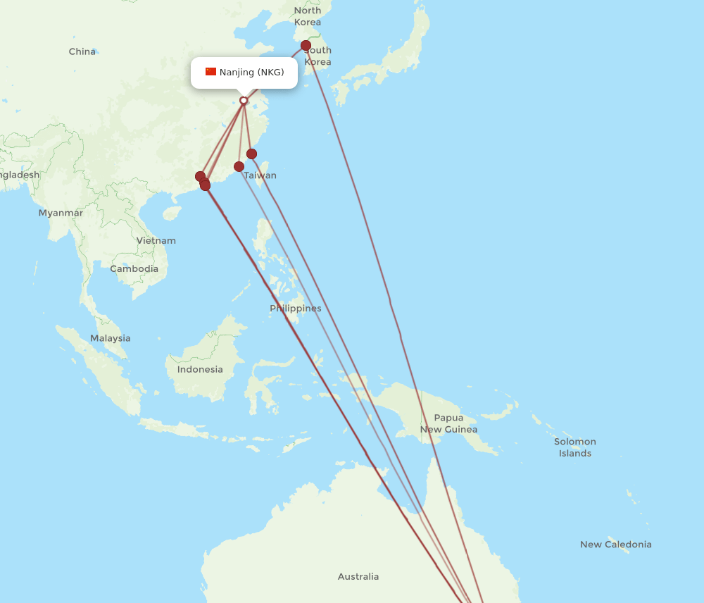 NKG-SYD flight routes