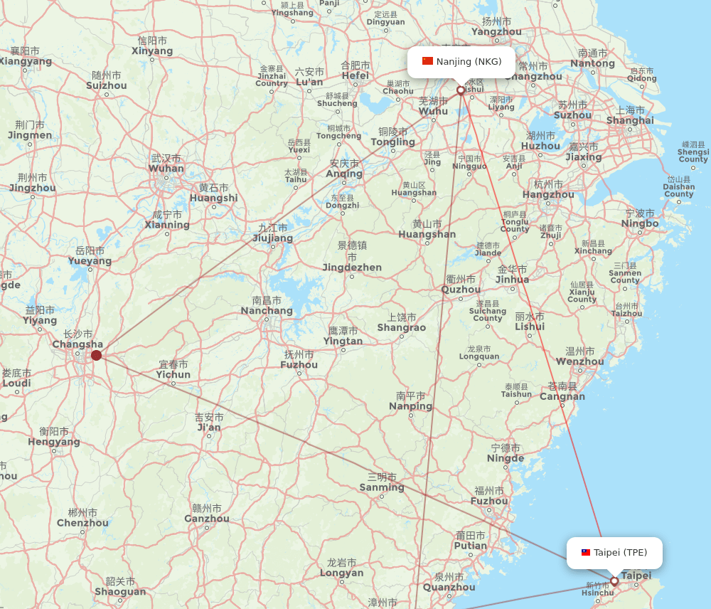 NKG-TPE flight routes
