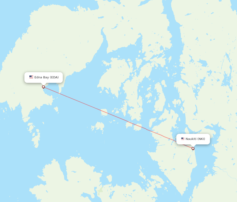 NKI to EDA flights and routes map