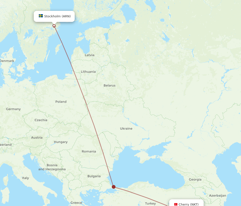 NKT-ARN flight routes
