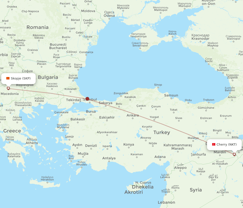 NKT to SKP flights and routes map