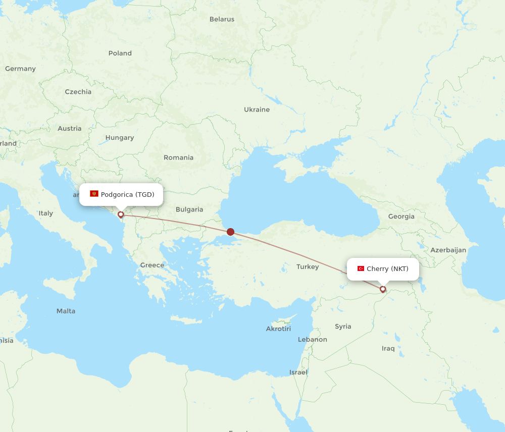 NKT-TGD flight routes