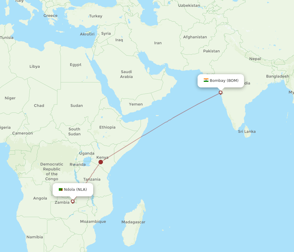 NLA-BOM flight routes