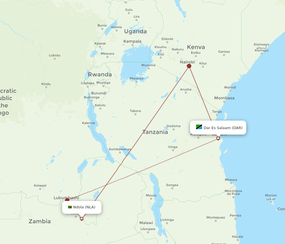 NLA-DAR flight routes