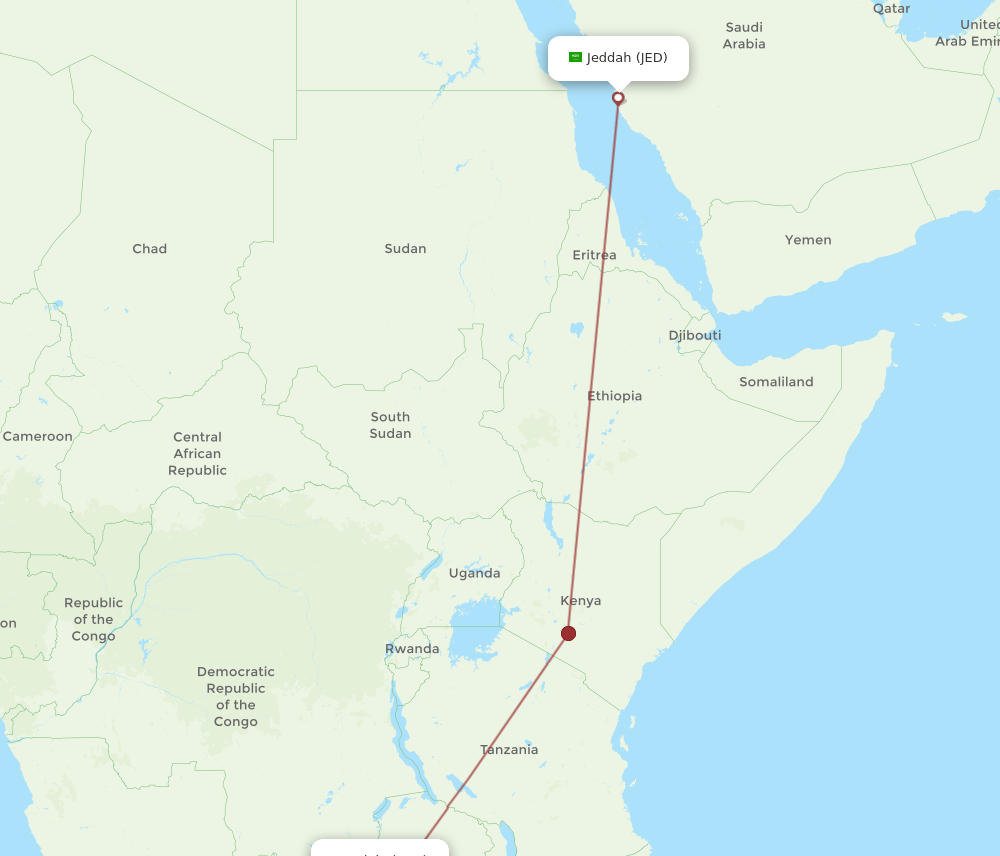 NLA-JED flight routes