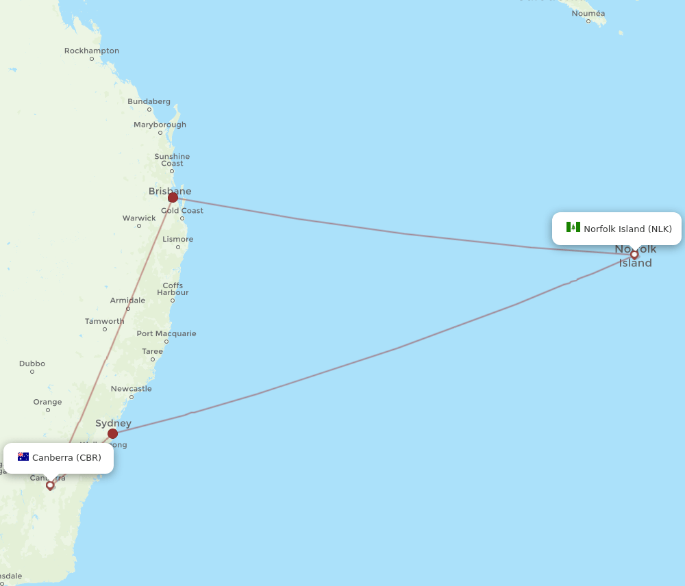 NLK-CBR flight routes