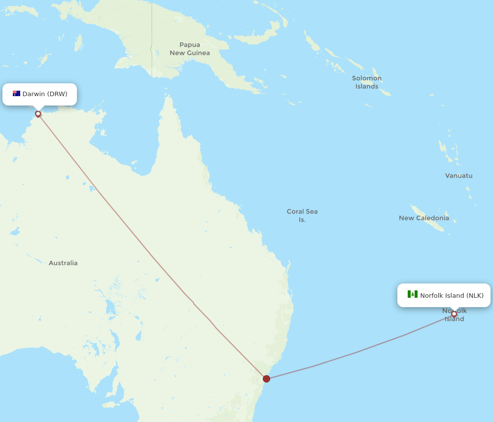 NLK-DRW flight routes