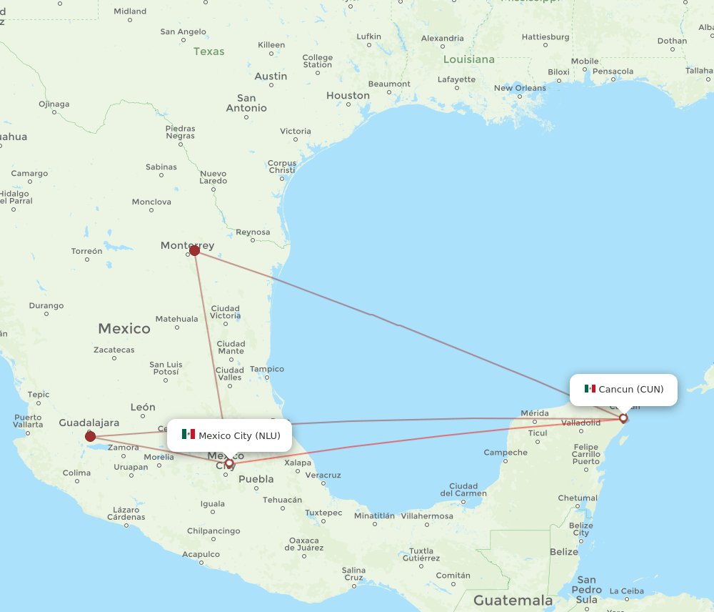NLU-CUN flight routes