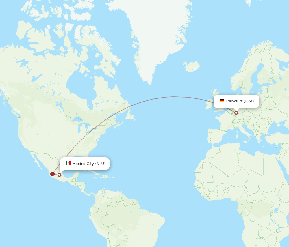 FRA to NLU flights and routes map