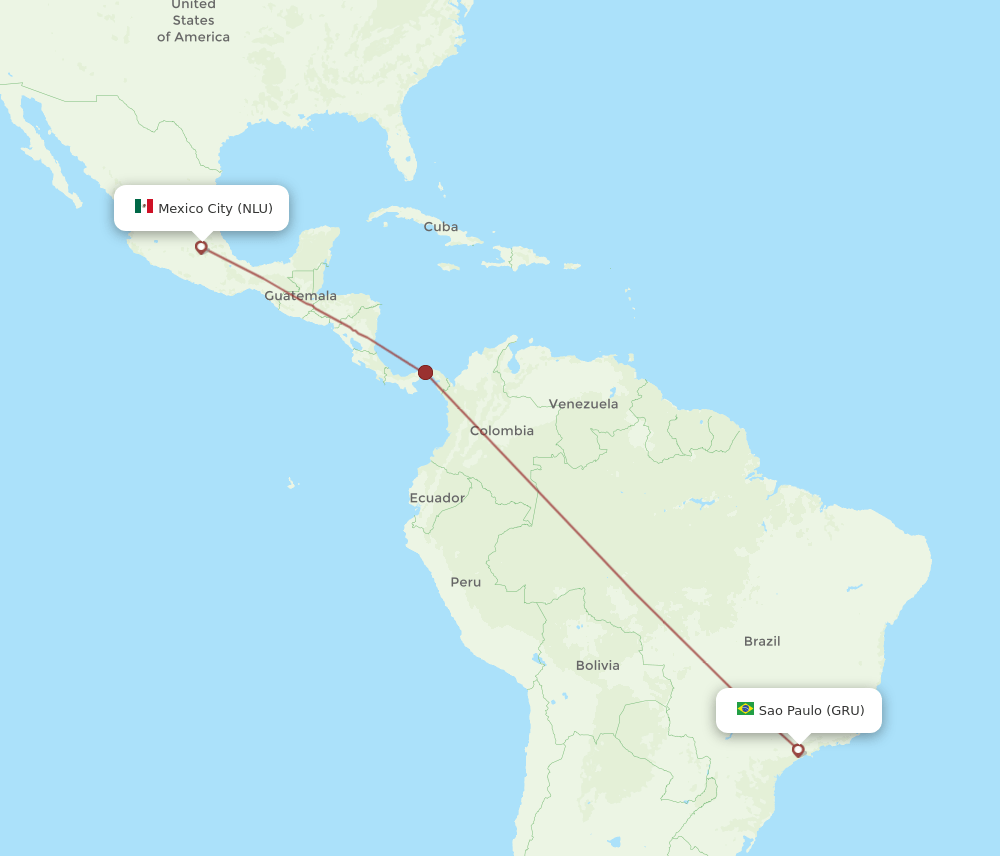 NLU to GRU flights and routes map