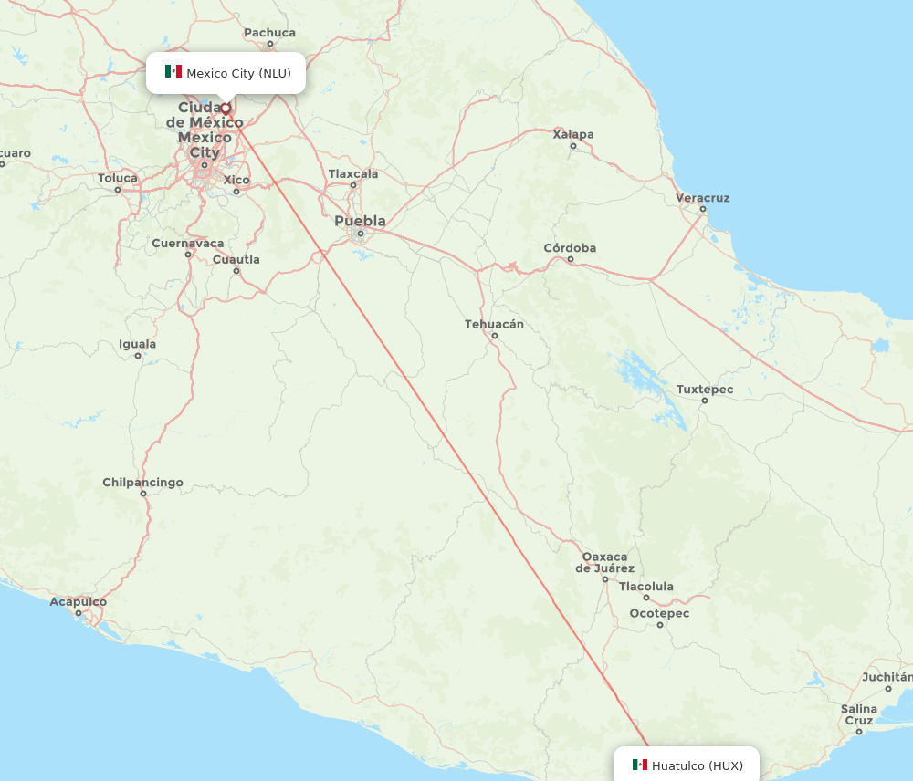 NLU to HUX flights and routes map