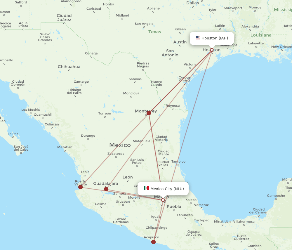 NLU-IAH flight routes