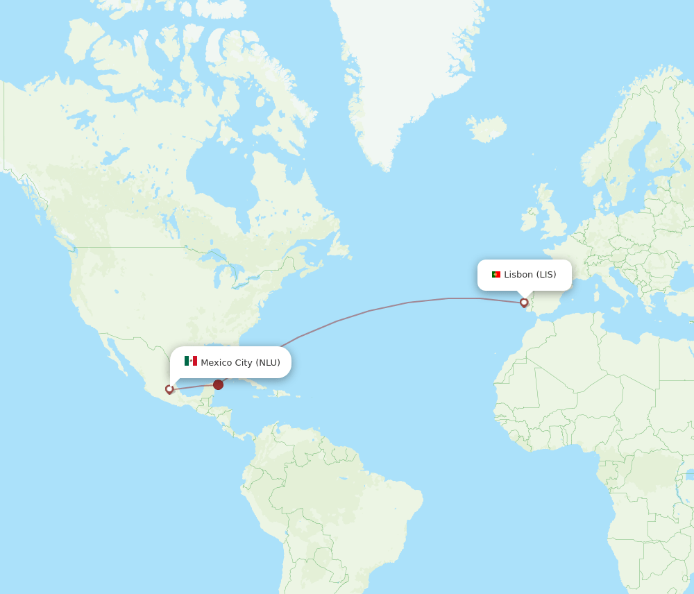 NLU to LIS flights and routes map