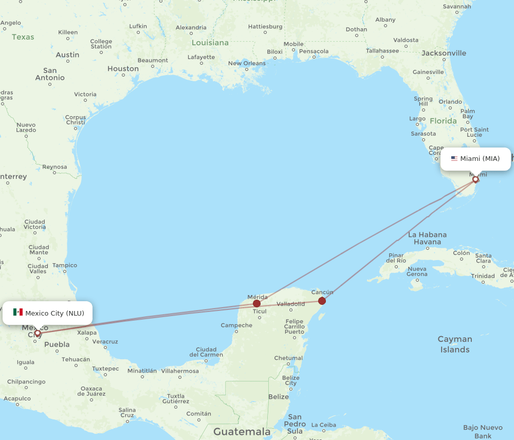 NLU-MIA flight routes