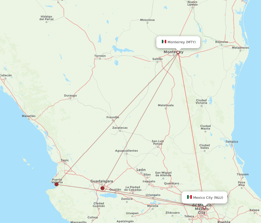 NLU-MTY flight routes