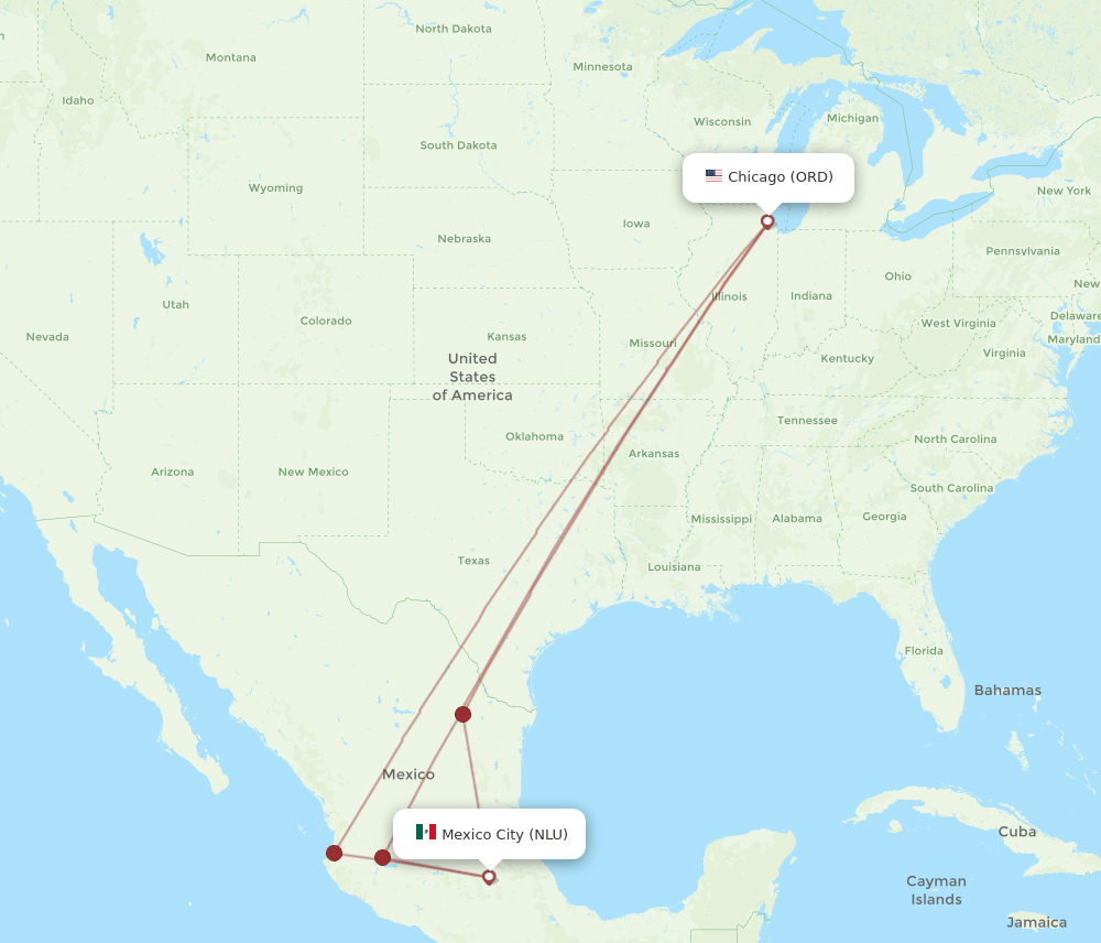 NLU-ORD flight routes