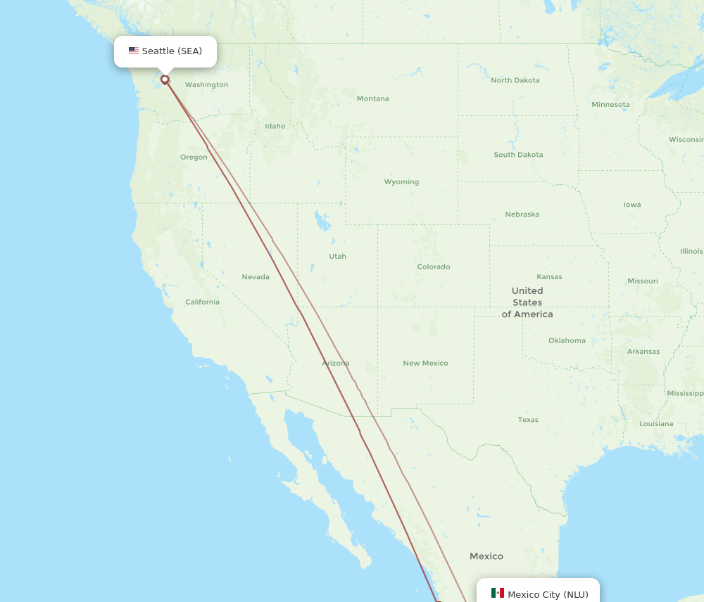 NLU to SEA flights and routes map