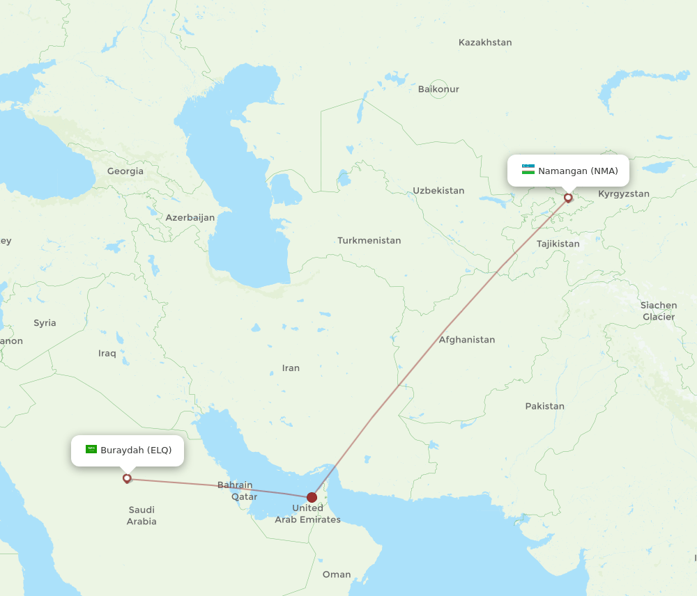 NMA to ELQ flights and routes map