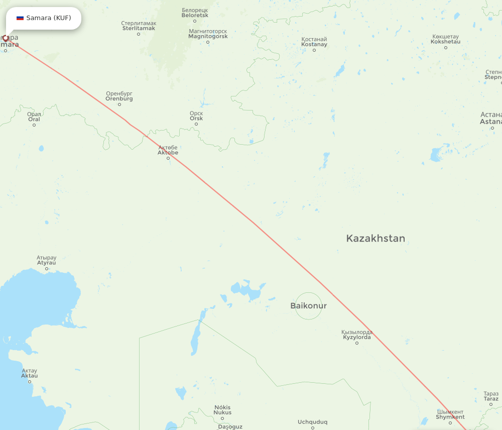 Namangan - Samara route map and flight paths
