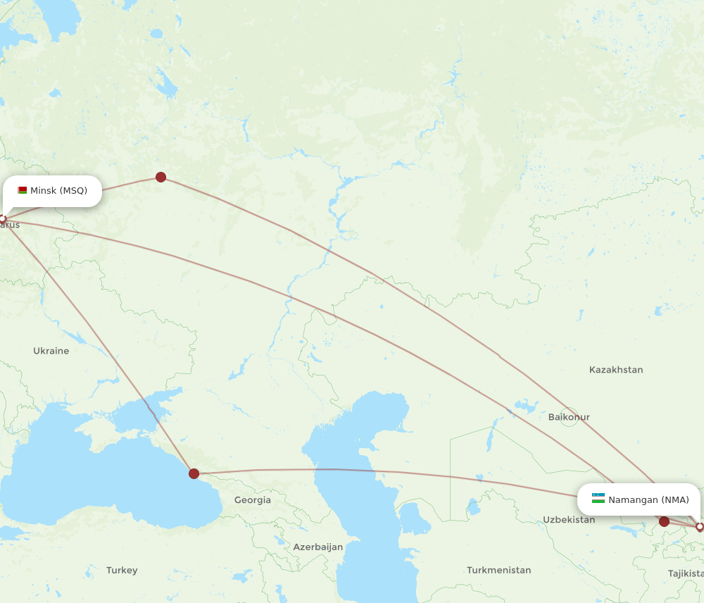 NMA to MSQ flights and routes map