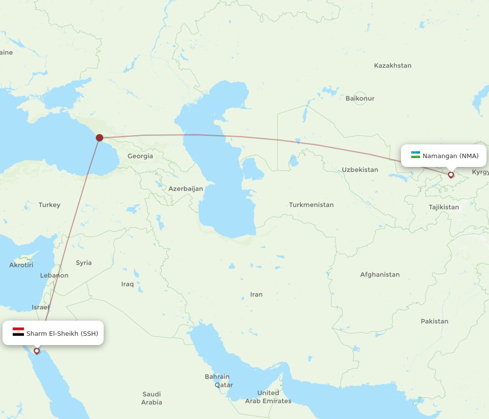 Sharm el Sheikh - Namangan route map and flight paths