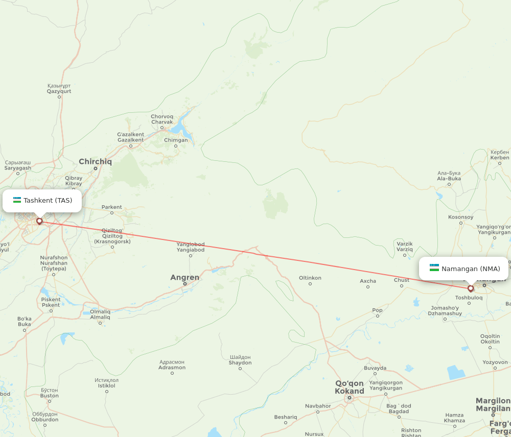 NMA to TAS flights and routes map
