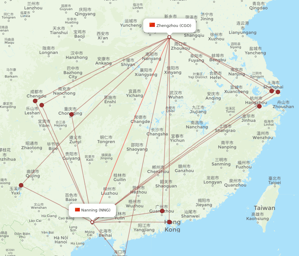 NNG to CGO flights and routes map