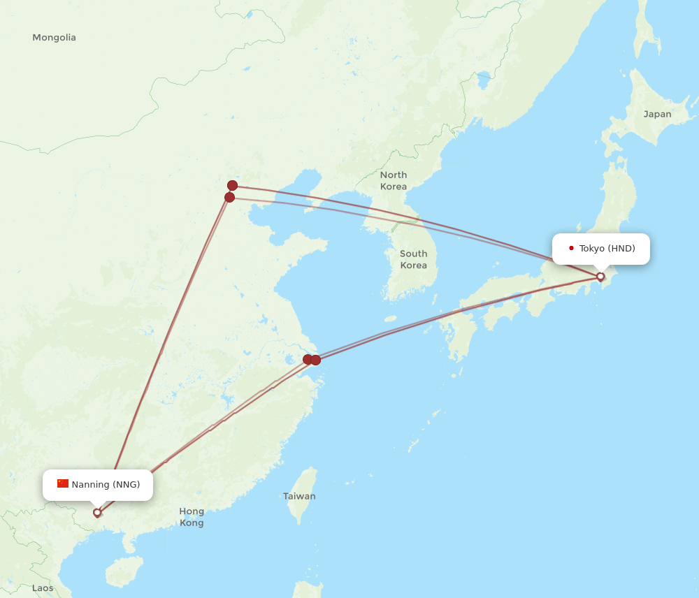 NNG-HND flight routes